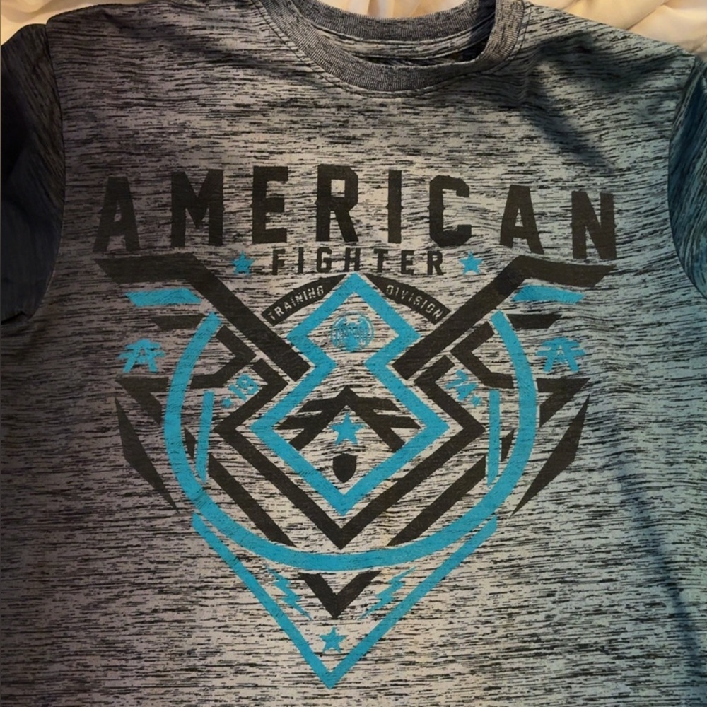 American Fighter Tee with Black and Blue Design